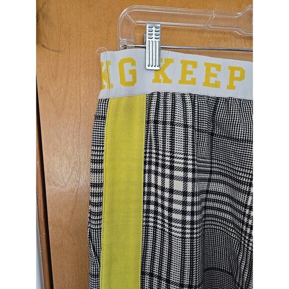 Mira Mikati Black / Cream Plaid Printed Wide Leg Pants Size 38 EU 8 US - Picture 6 of 7